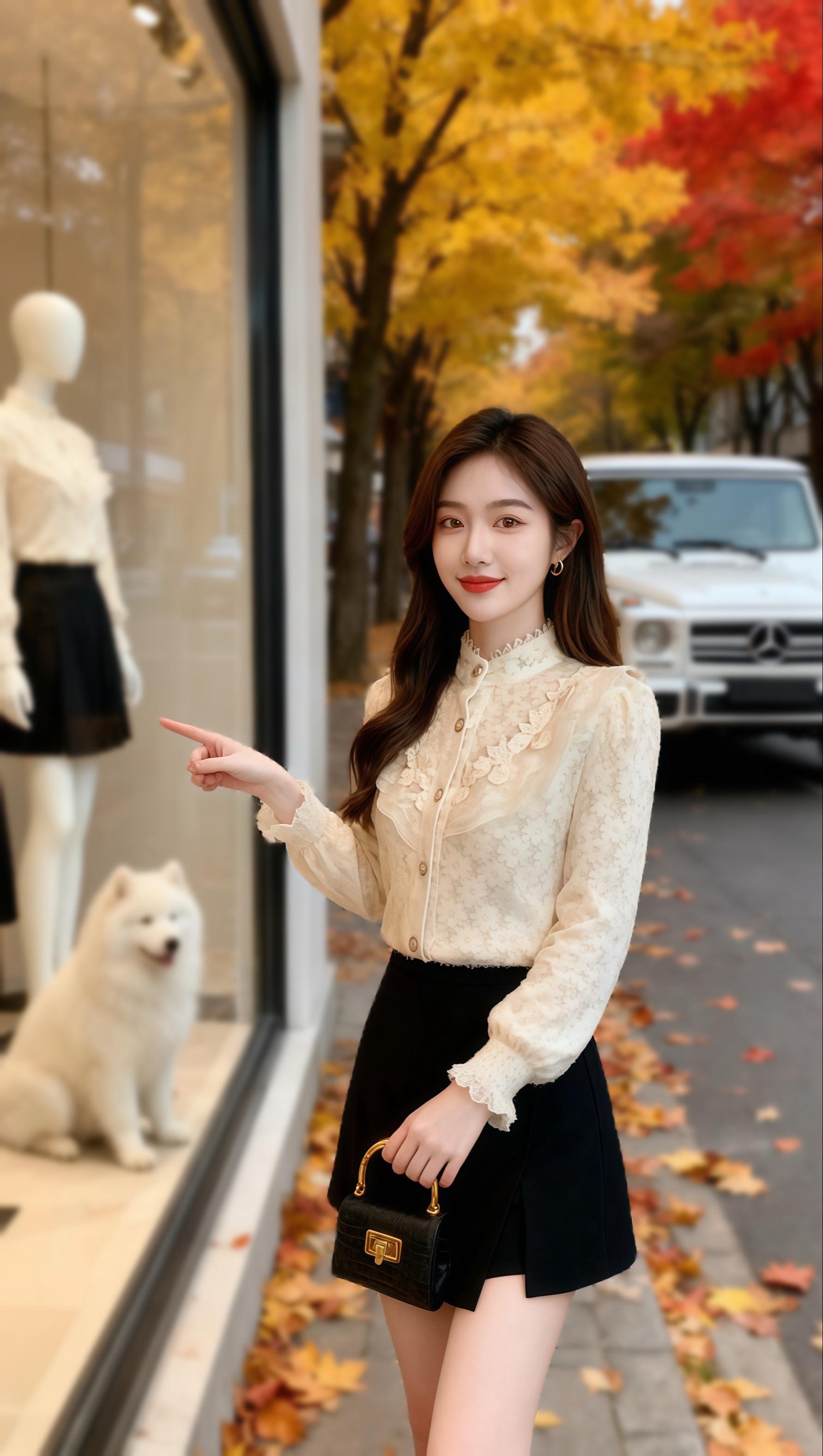 《秋日氛围感穿搭:她把法式浪漫穿成了日常》  秋日的街头,林晚的穿搭成了一道风景线。米白色蕾丝衬衫缀满精致花纹,立领与荷叶边碰撞出复古法式风情,搭配黑色不规则短裙,甜酷又优雅。  在咖啡馆窗边,她手捧咖啡,蕾丝袖口随动作轻晃,像把秋日的温柔都穿在了身上;转身到街头画板前,画笔在她手中灵动飞舞,同一件衬衫在艺术氛围里又多了几分文艺感。  把日常过成了浪漫电影,谁能不爱这种把精致刻进细节的风格呢~#普通人的秋冬硬核穿搭#冬日穿搭测评#高级感穿搭#内搭外穿都好看#减龄气质@抖爸爸--助力新人 @抖加🔥上热门🔥dou+🔥热点宝 @DOU+上热门