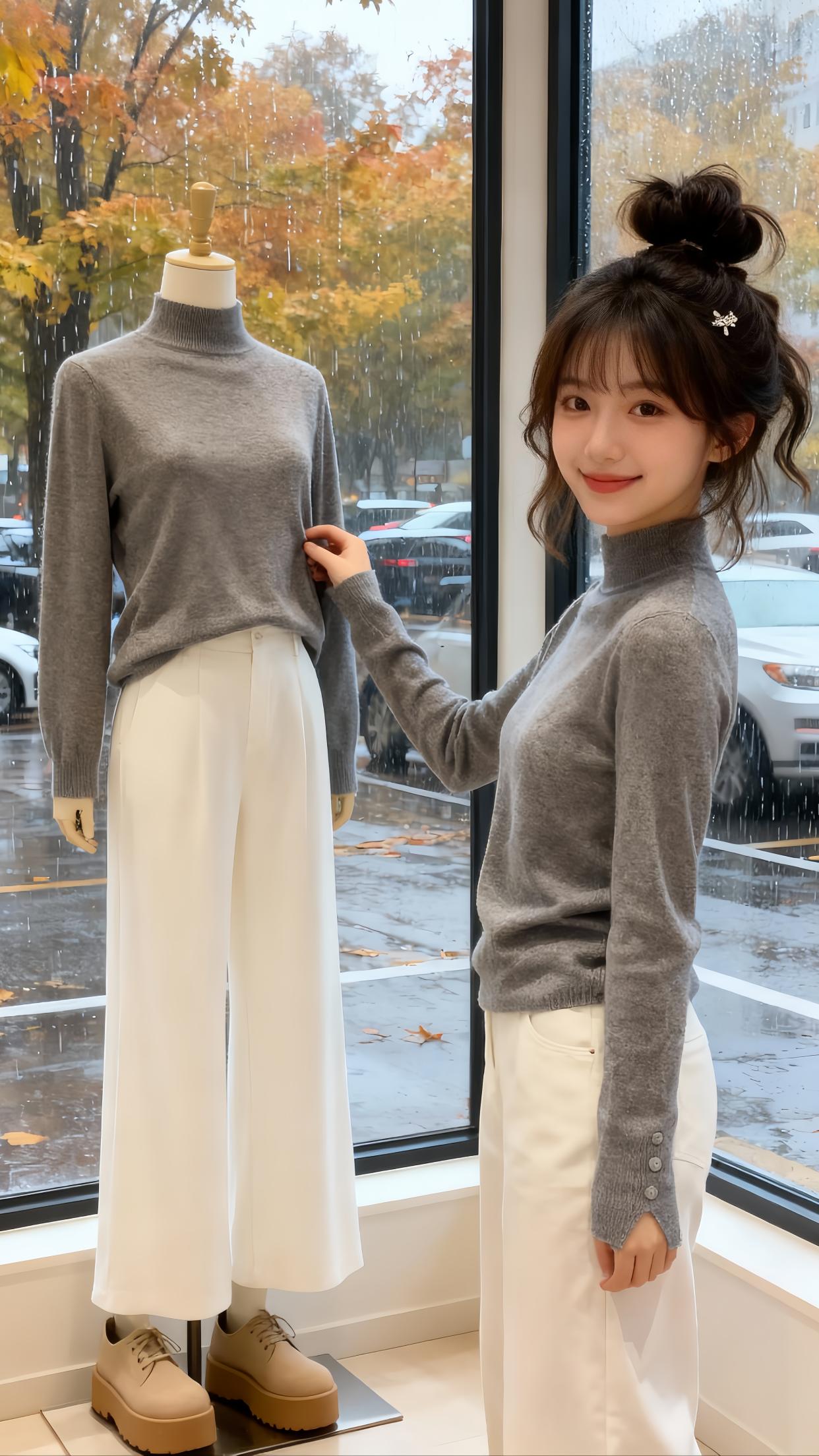 许妍支起画板的瞬间,窗外的雪刚好漫过街角,把整座城裹成了素色背景。   指尖攥着画笔轻晃,灰调半高领毛衣正贴着脖颈发暖,袖口那排小巧的纽扣,悄悄把手腕衬得更纤细。下身搭着垂坠感十足的阔腿牛仔,斜挎的黑包软乎乎贴在腰侧——连画笔蘸取颜料的动作,都裹着股不慌不忙的温柔。   她抬眼笑时眼底落着碎雪:“这毛衣软得像揣了团云,出门搭件外套就能扛住雪风,低头画画也没半分束缚感。”   评论区瞬间被刷满:“姐姐这一身直接戳中我心巴!毛衣链接求甩,想和你一样把冬天穿成慵懒油画~” #早秋姐感气质穿搭 #细节满满的秋冬设计感穿搭 #许妍的衣橱每套都过分美丽 #来双11解锁秋冬本命穿 #我的初冬穿搭look @抖加🔥上热门🔥dou+🔥热点宝 @DOU+小助手 @DOU+上热门