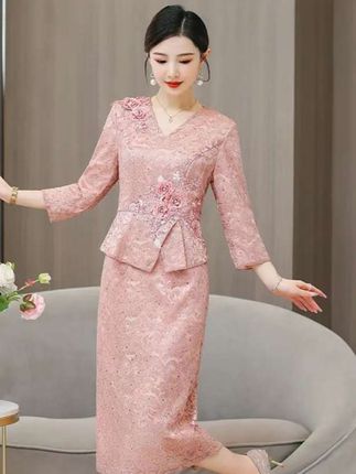 春秋婚礼妈妈婚宴礼服喜婆婆装敬酒连衣裙长袖显瘦气质潮修身时尚#婚宴装 #喜婆婆喜妈妈 #春秋装 #婚宴礼服妈妈装