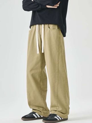 #品质男装 新款男士工装休闲裤直筒宽松潮牌卡其色秋季阔腿长裤男#男士休闲裤 #男装裤子 #工装裤男 #直筒裤男