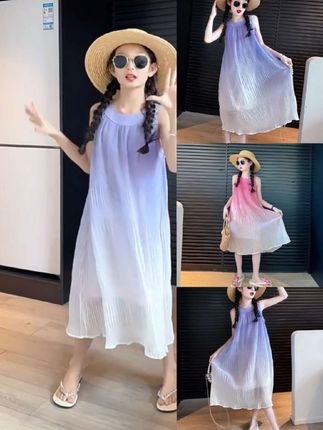 女童巨好看的大童夏季裙子海边穿搭度假吊带裙#夏季穿搭 #气质仙女裙穿搭 #甜美穿搭 #气质连衣裙 #小清新穿搭