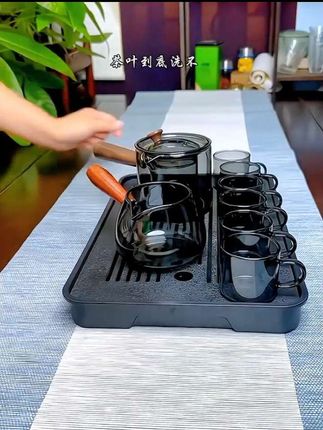 玻璃茶具套装,家用茶具小型办公室喝茶全套茶具,轻奢高档泡茶壶#功夫茶杯#茶具套装