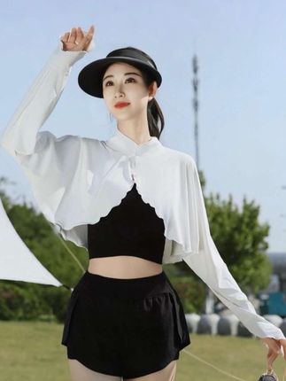 立领防晒披肩女薄款遮阳防紫外线骑车开车户外长袖防晒衣短款开衫#初夏的味道 #夏季穿搭 #防晒披肩 #遮阳防晒 #短款开衫