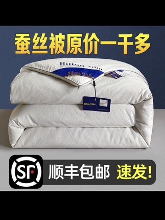 出口A+蚕丝被100桑蚕丝夏凉被正品全棉被芯双人加厚冬被子春秋被