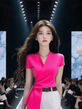 #时尚穿搭#夏日穿搭#V领收腰上衣半身裙套装