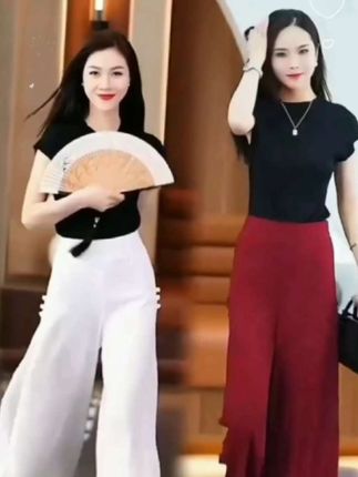 #夏季穿搭 #优雅气质 #穿出自信穿出美丽 #显高显瘦显腿长 #新中式雪纺阔腿裤
