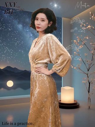 CHENSMCHEN 新中式法式高腰收腰连衣裙女春秋氛围感长裙CSL1011TT#高级感穿搭 #每日分享 #优雅气质 #美搭尽显女神范 #连衣裙分享