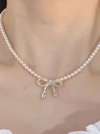 #简约蝴蝶结吊坠项链 轻奢法式高级感锁骨链精致时尚冷淡风颈链配饰#锁骨项链