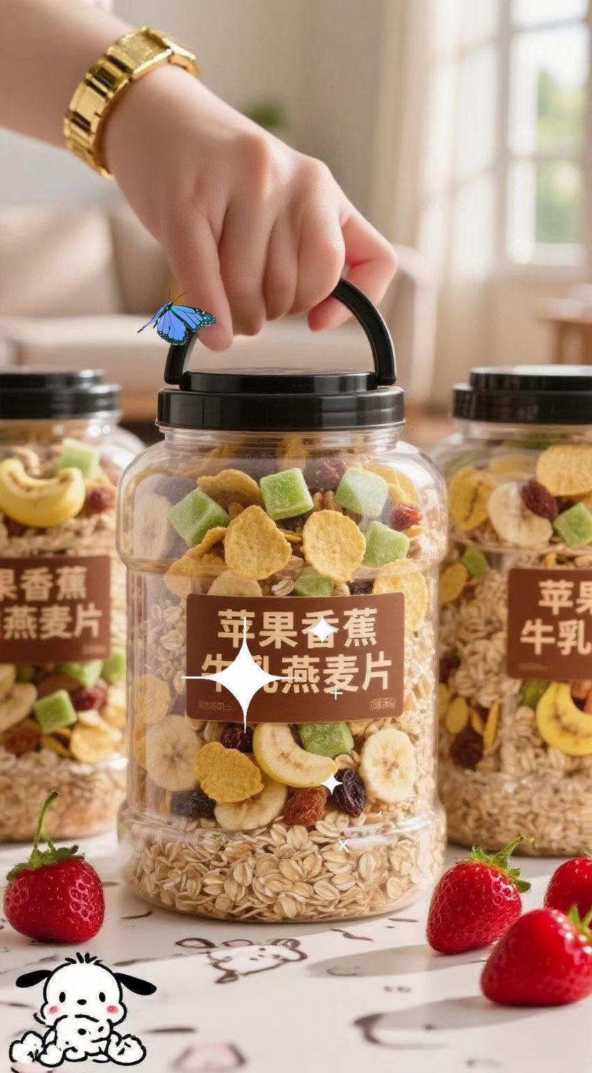 它这个配料表都是非常的干净的,就只有燕麦片、黑麦片。香蕉片、牛乳粉和苹果丁没有乱七八糟的添加,关键他是不用煮的,用牛奶或者是开水冲泡果香,再搭配着麦香味,真的是特别的好吃,简单方便又营养,趁着现在的价格便宜,咱们也赶紧拍上一单,今天拍两桶更划算哈!#每日分享 #美食 #燕麦片 #必备好物 #营养搭配