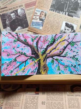 一分钟画一颗樱花树。#丙烯马克笔 #零基础学画画 #跟着抖音学画画 #绘画过程 #零基础学画画