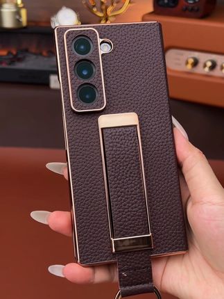 适用#Galaxy三星W25 手机壳#W24 真皮翻盖式#Fold6 腕带支架皮套#fold5 #多功能