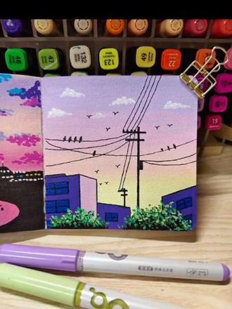 城市晚霞|丙烯马克笔小画。 暮色将城市晕染,把温柔藏进晚霞里,邂逅一场温柔日落。
🖊️:稚乎
👀@禾子
#跟着抖音学画画 #把风景画进本子里 #晚霞 #翻翻乐 #画画