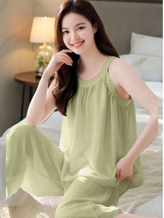 吊带家居服套装#睡衣推荐#夏季睡衣#居家服 #纯欲风睡衣#舒适睡衣推荐@DOU+小助手
