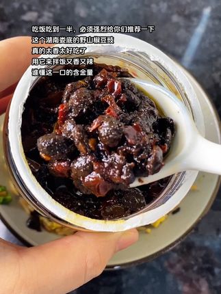 这个湖南娄底的野山椒豆豉真的绝了,吃饭吃到一半必须给你们推荐一下,它是豆豉里面加了野山椒,用它来拌饭又香又辣,老实说我已经炫了两大碗米饭#强烈推荐 #野山椒豆豉 #湖南特产#下饭神器