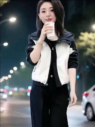 加绒加厚2025冬季新款撞色拼接冲锋衣外套女短款小个子连帽上衣#冲锋衣外套#气质穿搭#洋气减龄#夹克外套#冲锋衣
