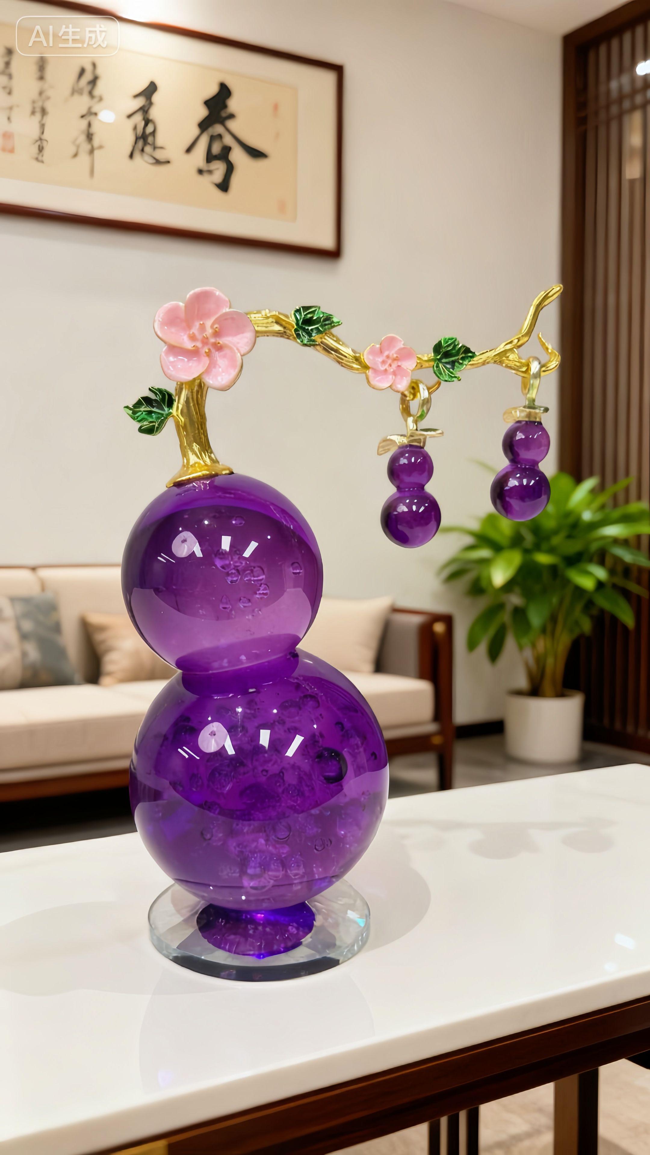 紫色水晶葫芦摆件 #家居摆件 #上热搜 #装饰品 #装饰摆件 #艺术品