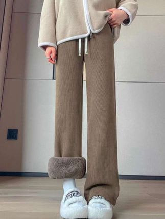 外穿直筒2024东北保暖特厚棉裤冬季新款加绒女裤羊羔绒加绒糯米裤