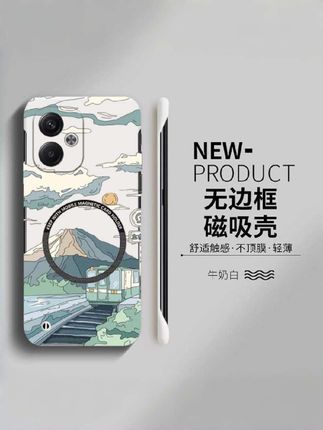 磁吸风景列车红米Turbo3手机壳无边框半包超薄新款男女散热保护套#网红手机壳#这个手机壳真的长在我心巴上了