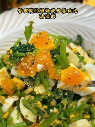 茼蒿拌鸡蛋清爽解腻!做法简单!真的太好吃了!#茼蒿拌鸡蛋#不集亚麻籽姜黄芝麻盐#茼蒿#调味料