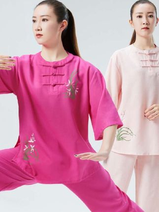 武印象锦麻太极服女款夏款飘逸印花中短袖练功服太极拳服晨练服装#太极服 #练功服 #太极拳服 #太极服套装 #太极服饰