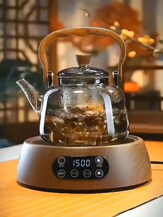 #木把玻璃提梁壶家用小型电陶炉煮茶器烧水壶大容量保温玻璃茶壶#电陶炉煮茶壶 #煮茶器#烧水壶#围炉煮茶