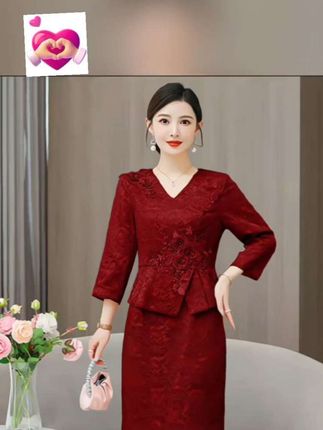 春秋婚礼妈妈婚宴礼服喜婆婆敬酒连衣裙显瘦气质长袖#喜婆婆婚宴礼服 #喜婆婆喜妈妈婚宴装 #连衣裙 #新款连衣裙