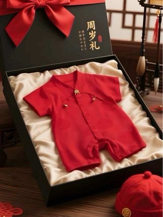 巨高品‼️宝宝满月百天周岁新中式国风礼服连体衣 满月百天周岁礼你准备给宝宝怎么穿?那当然要安排一款有仪式感的礼服,推荐这款新中式连体衣礼服,男宝女宝都可以穿,宝宝穿上很喜庆,高级感满满!亲戚朋友看了都说好看,拍照出来也超级出片!#婴儿周岁礼服 #宝宝礼服 #婴儿国风连体衣 #萌娃穿搭 #国风古韵