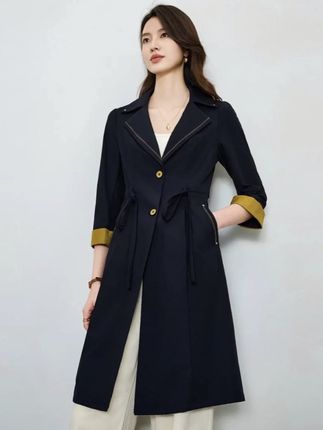 D010新款2025女修身风衣女气质高级感百搭洋气收腰显瘦中长款外套 #高级感穿搭 #气质穿搭 #显瘦穿搭 #品质女装 #超便宜超划算