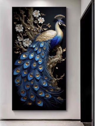 现代孔雀简约入户轻奢玄关装饰画客厅竖版过道走廊有框挂画~#孔雀玄关画 #客厅装饰画 #玄关装饰画 #轻奢风格 #美观大气上档次