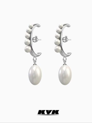 KVK 铜合金耳饰 【古力娜扎同款】云系列 C型珍珠耳坠高耳位耳环#好看漂亮喜欢推荐#KVK 铜合金耳饰 【古力娜扎同款】#云系列 C型珍珠耳坠高耳位耳环