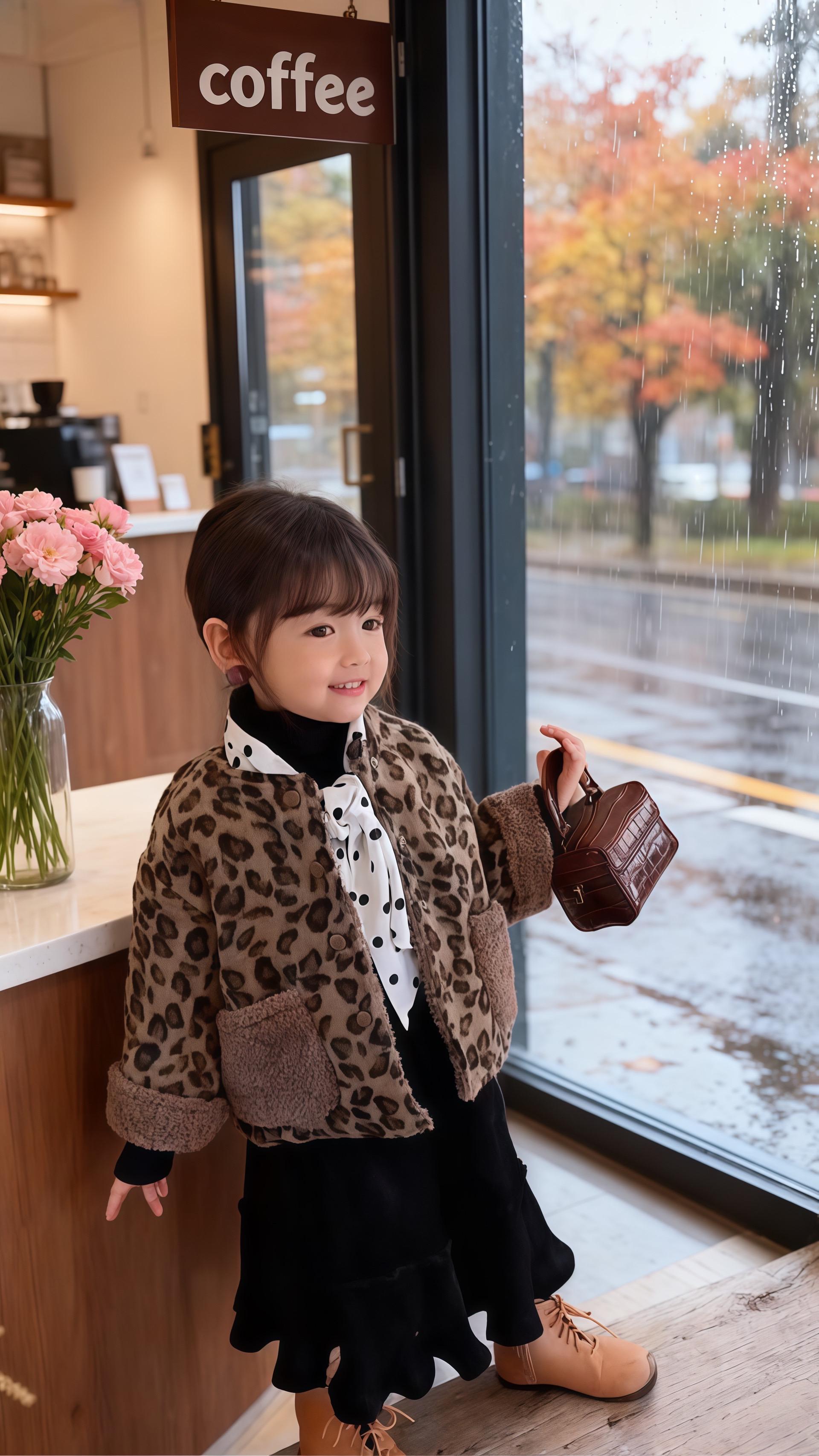 是甜心也是酷盖!这件豹纹外套被女鹅穿活了。#高品质童装 #生女儿就要这样穿 #潮童穿搭 #女童外套 #女童秋装