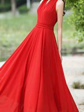 夏季新款气质女装宝蓝大摆长裙无袖修身显瘦雪纺连衣裙仙#女装 #红色系 #仙女裙大码 #连衣裙分享 #国风服饰