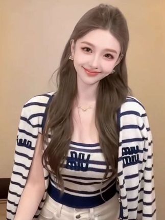 法式名媛风气质一整套时髦薄款防晒条纹撞色针织吊带背心开衫套装#今天穿什么 #时髦精 #御姐 #辣妹穿搭 #穿搭 @DOU+上热门 @DOU+小助手