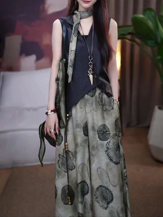 新中式时尚套装,马甲上衣搭配休闲长裤,飘逸雅致大气#气质女神穿搭