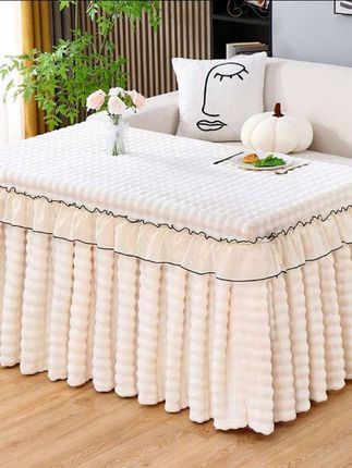 新款加厚烤火桌子罩套冬季兔绒电炉罩长方形布套简约茶几电火套罩#电火套罩#电炉罩