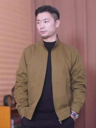 秋季重磅立领夹克简约双口袋设计100%纯棉舒适透气百搭休闲男外套