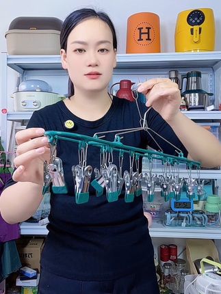 袜子晾晒架不锈钢晾衣架阳台家用带多夹子衣架多功能晒衣神器#晾晒架#结实耐用#不锈钢晾晒架#袜子夹 #袜子晾晒架