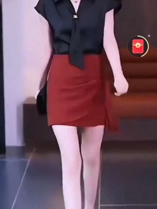 不规则时尚半身裙女夏季2025新款高腰显瘦设计感褶皱a字包臀短裙@DOU+小助手