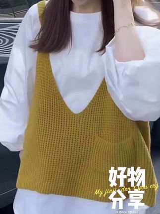 韩系衬衫毛衣马甲背心两件套2025秋季新款设计感显瘦娃娃衫套装女#秋季穿搭 #上衣 #马甲 #通勤搭配 #甜美穿搭