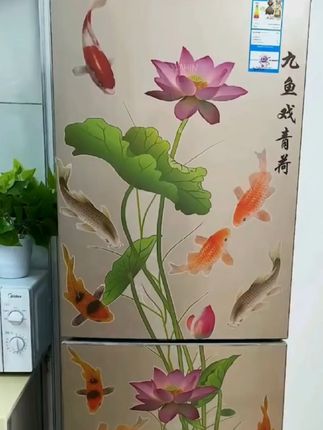 冰箱贴纸家用中国风翻新贴膜装饰厨房创意防水中式两门自粘贴画#装饰画 #冰箱贴 #家居装饰画 #门窗#