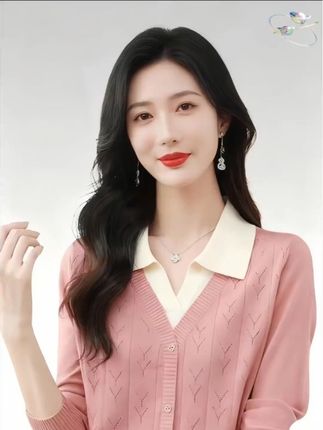 假两件针织上衣女春秋装新款气质时尚洋气POLO领毛衣宽松针织衫#时尚穿搭#优雅气质#洋气减龄