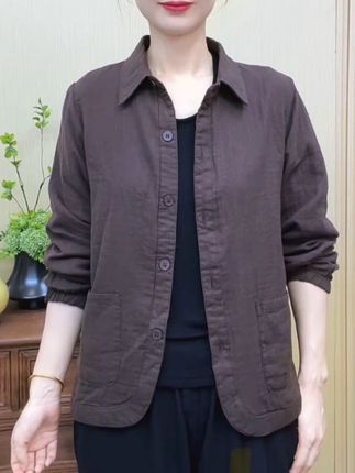 2025新款纯色短外套秋季时尚长袖宽松百搭妈妈装#短外套 #百搭上衣 #妈妈装 #长袖外套 #宽松显瘦