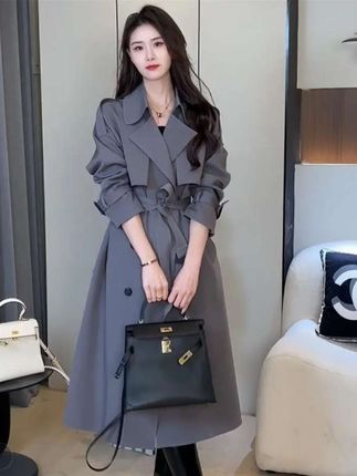 高级感欧货洋气长款过膝外套2025新款爆款大码女士气质显瘦风衣#气质风衣穿搭 #时尚气质穿搭 #今年最流行穿搭 #气场全开 #高端大气
