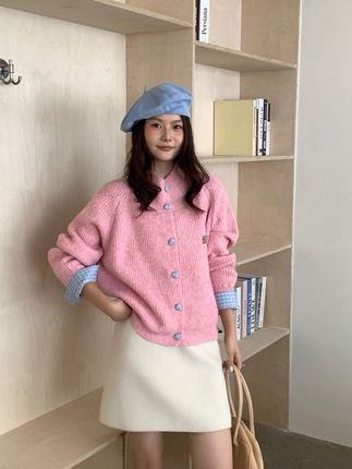 韩系复古灰色翻领长袖针织开衫女秋冬季慵懒风宽松显瘦毛衣外套#美出高级感 #强烈推荐 #显瘦穿搭 #小个子穿搭 #今天穿什么