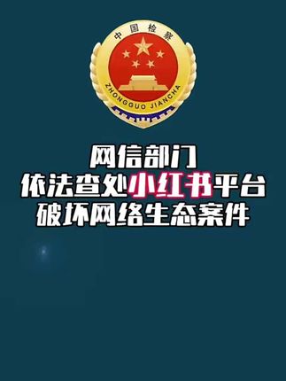 网信部门依法查处小红书平台破坏网络生态案件 #小红书平台破坏网络生态被查处 #清朗行动