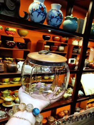 茶叶罐800毫升,木盖透明纯手工中式茶叶罐 #茶叶罐 #容器 #茶空间 #茶具好物推荐