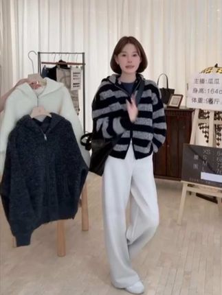 高克重连帽加厚三色100绵羊毛毛衣外套#瓜瓜artme #无限回购的宝藏单品 #慵懒风穿搭 #条纹控 #保暖又好看