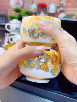 高端龙凤情侣对杯伴手礼,喝茶杯陶瓷主人杯#好物推荐🔥 #茶生活 #茶杯 #高端茶器