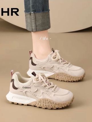 ZHR/则则真皮跑步鞋女2025秋季新款休闲运动鞋百搭透气舒适德训鞋#女鞋穿搭 #百搭小白鞋 #时尚美鞋 #百搭女鞋 #德训鞋