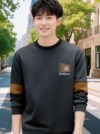 圆领套头卫衣打底衫#潮牌男装宽松上衣#时尚气质穿搭 #运动休闲 #时尚卫衣